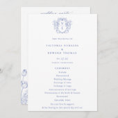 Regency Blue Monogram Crest Wedding Programmakaart (Voorkant / Achterkant)