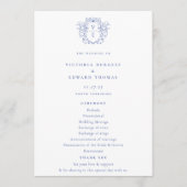 Regency Blue Monogram Crest Wedding Programmakaart (Voorkant)