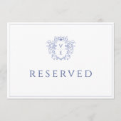 Regency Blue Monogram Wapenschild Reserveringskaar Programmakaart (Voorkant)