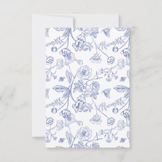 Regency Blue Ornamental Crest Bruiloft Plaats Kaar Kaart (Achterkant)