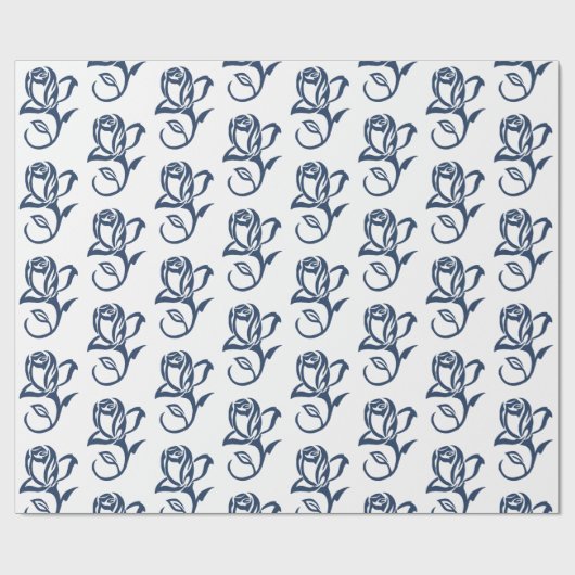 Regency Blue Rozen Cadeaupapier (Vlak)