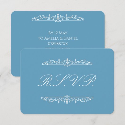 Regency Blue RSVP Kaartje (Voorkant / Achterkant)