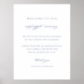 Regency Blue Unplugged Ceremony Wedding Sign Poster (Voorkant)