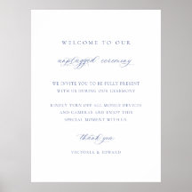 Regency Blue Unplugged Ceremony Wedding Sign