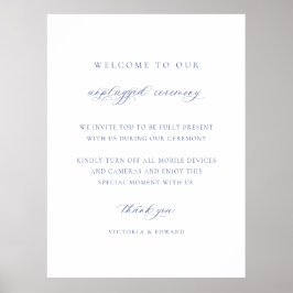 Regency Blue Unplugged Ceremony Wedding Sign Poster