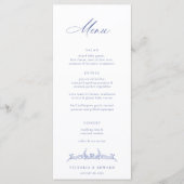 Regency Blue Vintage Floral Wedding Menu (Voorkant)