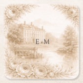 Regency Botanical Engraving Wedding Kartonnen Onderzetters (Voorkant)
