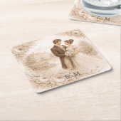 Regency Botanical Engraving Wedding Kartonnen Onderzetters (Schuin)