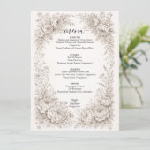 Regency Botanical Engraving Wedding Party Menu Car (Staand voorkant)