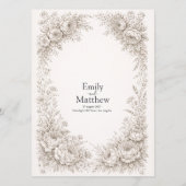 Regency Botanical Engraving Wedding Party Menu Car (Achterkant)