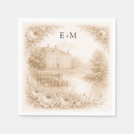 Regency Botanical Engraving Wedding  Servet