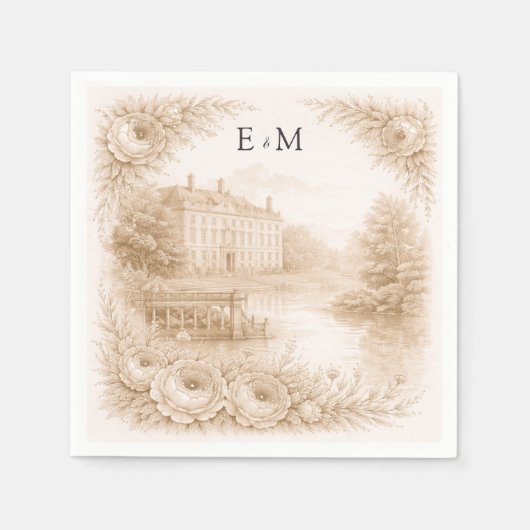 Regency Botanical Engraving Wedding  Servet (Voorkant)