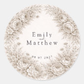 Regency Botanical Engraving Wedding Sticker Set (Voorkant)