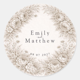 Regency Botanical Engraving Wedding Sticker Set
