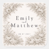 Regency Botanical Engraving Wedding Sticker Set (Voorkant)