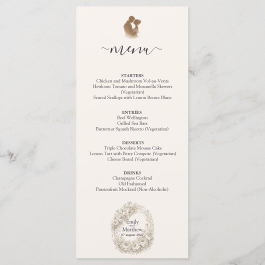 Regency Botanische Graveur Huwelijksfeest Menu Kaa (Voorkant)