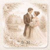 Regency Botanische Graveurhuwelijk Kartonnen Onderzetters (Voorkant)