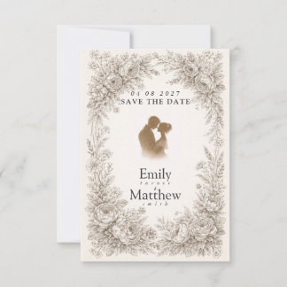 Regency Botanische Gravure Save the Date Kaart