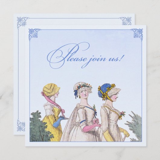 Regency Bridesmaids Luncheon Custom Invitations Kaart (Voorkant / Achterkant)