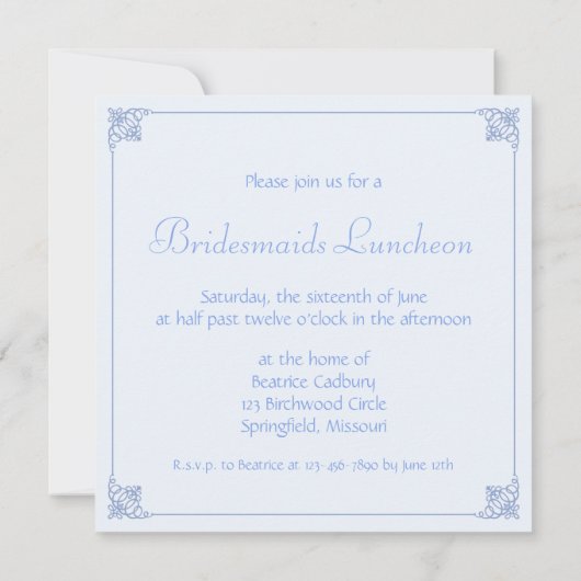 Regency Bridesmaids Luncheon Custom Invitations Kaart (Achterkant)