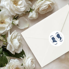 Regency Bridgerton Blue Rozen Cameo Bruiloft Ronde Sticker