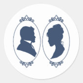 Regency Bridgerton Blue Rozen Cameo Bruiloft Ronde Sticker (Voorkant)