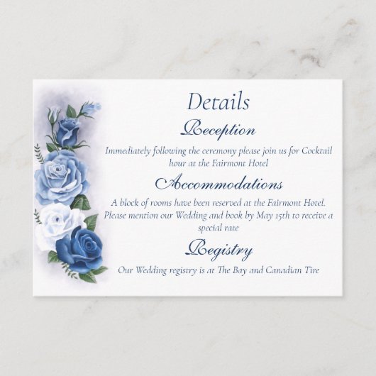 Regency Bridgerton Blue Rozen Cameo Informatiekaartje (Voorkant)