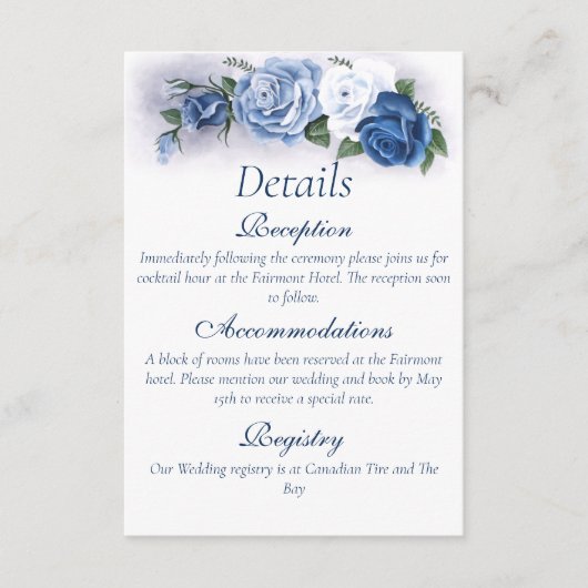 Regency Bridgerton Blue Rozen Cameo Informatiekaartje (Voorkant)