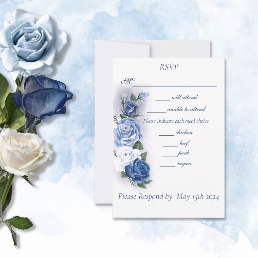 Regency Bridgerton Blue Rozen Cameo RSVP Kaartje