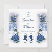 Regency Bridgerton Blue Rozen Cameo Save The Date (Voorkant)