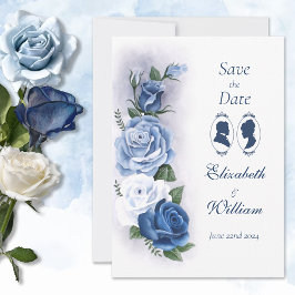 Regency Bridgerton Blue Rozen Cameo Save The Date
