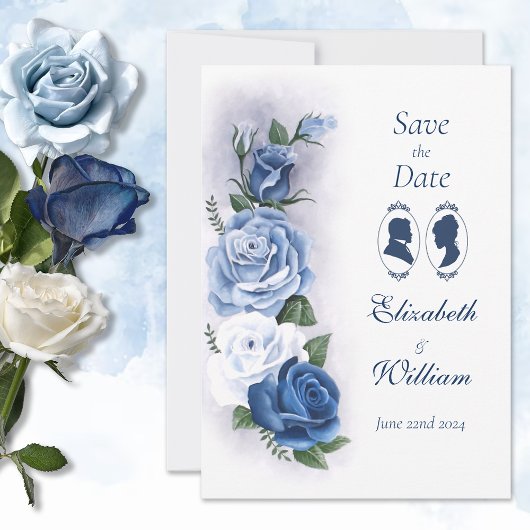 Regency Bridgerton Blue Rozen Cameo Save The Date