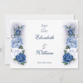 Regency Bridgerton Blue Rozen Cameo Save The Date (Voorkant)