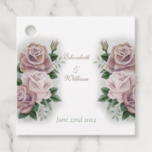 Regency Bridgerton Pink Roses Cameo Bedankjes Labels (Voorkant)