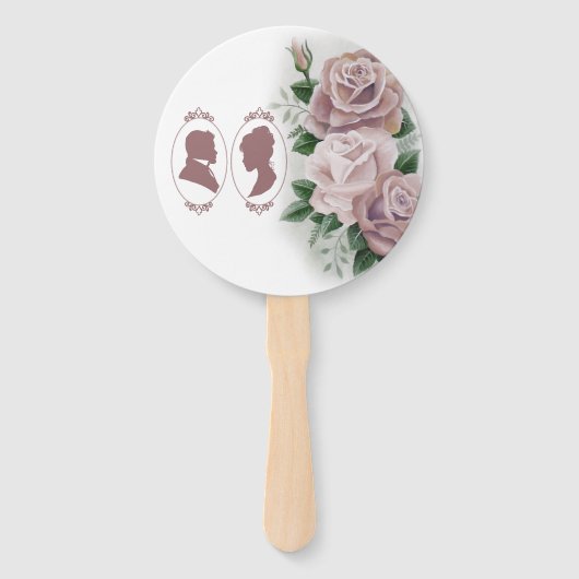 Regency Bridgerton Pink Roses Cameo Handwaaier (Voorkant)