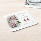 Regency Bridgerton Pink Roses Cameos Kartonnen Onderzetters (Schuin)