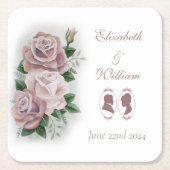 Regency Bridgerton Pink Roses Cameos Kartonnen Onderzetters (Voorkant)