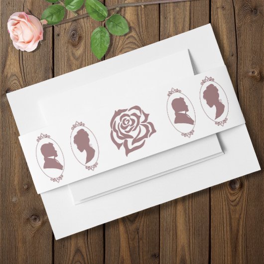 Regency Bridgerton Pink Roses Cameos Uitnodigingen Wikkel