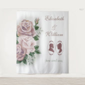 Regency Bridgerton Pink Roses Cameos Wandkleed (Voorkant)