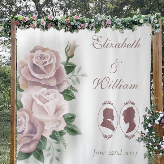 Regency Bridgerton Pink Roses Cameos Wandkleed