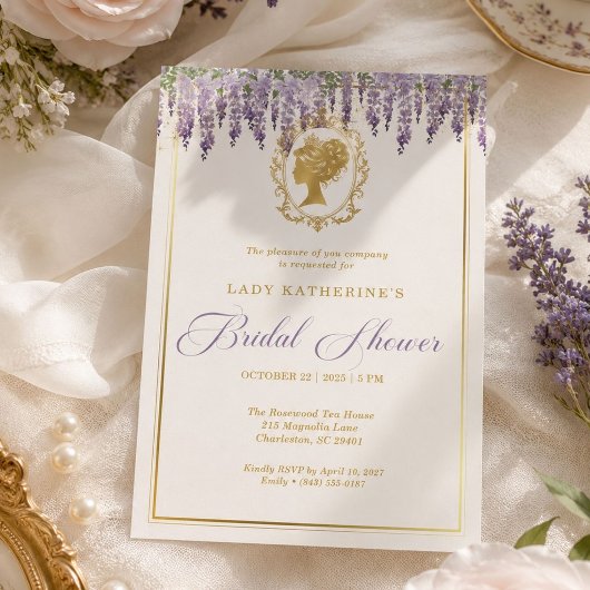 Regency Bruidsuitnodiging met Wisteria Kaart