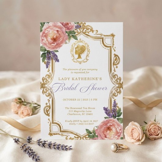 Regency Bruidsuitnodiging met Wisteria Kaart