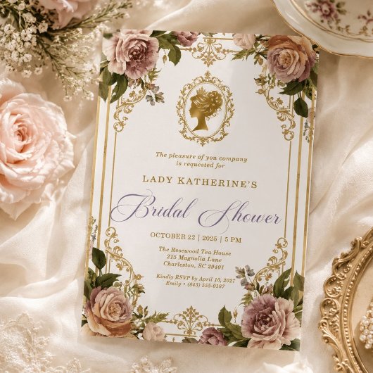 Regency Bruidsuitnodiging met Wisteria Kaart