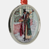Regency Christmas Shoppers - Jane Austen Metalen Ornament (Rechts)
