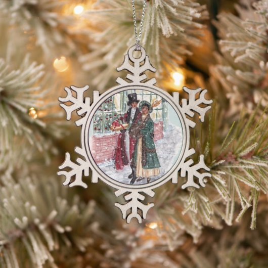 Regency Christmas Shoppers - Jane Austen Tin Sneeuwvlok Ornament (Boom)