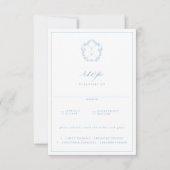 Regency Crest Licht Blauw Maaltijd Keuze Bruiloft RSVP Kaartje (Voorkant)