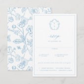 Regency Crest Licht Blauw Maaltijd Keuze Bruiloft RSVP Kaartje (Voorkant / Achterkant)