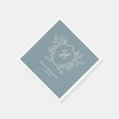 Regency Crest Monogram Blauw Bruidsuitnodiging Servet (Hoek)