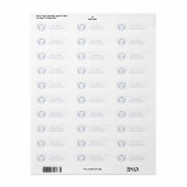 Regency Crest Monogram Blauwe Huwelijksretouradres Etiket (Full Sheet)