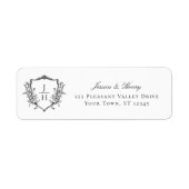 Regency Crest Monogram Huwelijks Retouradres Etiket (Voorkant)